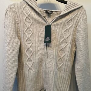 NWT Target Wild Fable Cream Chunky Knit Zip Cable Sweater
